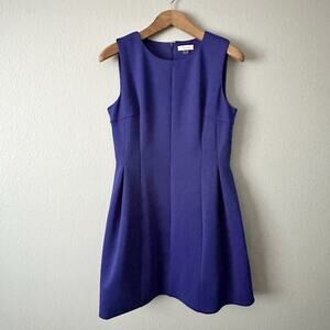 Calvin Klein Above Knee Blue Scuba Sleeveless Fit n Flare Dress women’s size 12